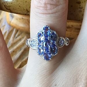 Natural Tanzanite Sterling Silver Ring Size 6